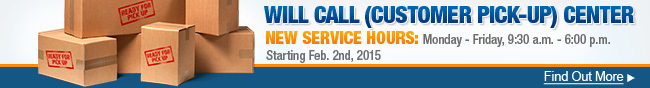 WILL CALL CENTER. NEW SERVICE HOURS.