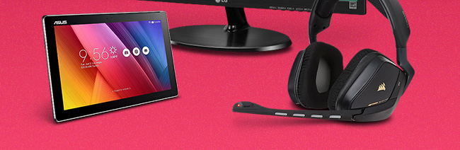 Monitor, Tablet, Headset