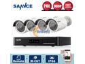 [960P HD] SANNCE 960P HD 4CH POE NVR Video Security Camera System+ 1280*960 1.3Mega-Pixels CCTV Bullet Cameras, IP66 Weather-Proof Metal Housing, Power Over Ethernet, Quick QR Code,No HDD)