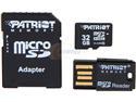 Patriot LX Series 32GB Class 10 Micro SDHC Flash Card Kit With SD & USB 2.0 Adapter