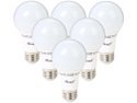 Rosewill A19 Non-Dimmable LED Light Bulb, E26 Base, 9 W, 60 W Replace, 800 Lumens, UL CE RoHS, 2700 K, Warm White, Omni-Directional, 6-Pack