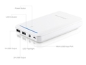 RAVPower Deluxe 14000mAh iSmart Power Bank External Battery Charger - Dual USB Output 5V/1A & 5V/2.4A (White)
