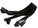Coboc LP45TX4-18 Sleeved 18 inch 4-pin Molex LP4  to Five(5)  x  4-pin TX4 PWM Fan Power Splitter Adapter Converter Cable with one TX4 Female for RPM Feedback