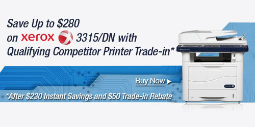 Save up to $280 on XEROX 3315/DN with qualifying competitor printer trade-in