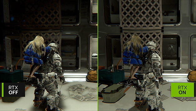 RTX Off versus RTX On path tracing comparison