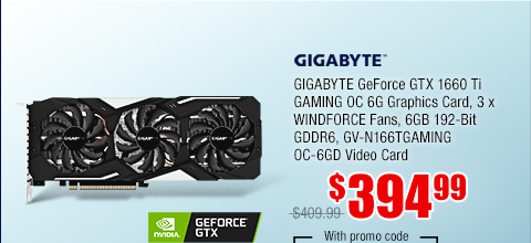 GIGABYTE GeForce GTX 1660 Ti GAMING OC 6G Graphics Card, 3 x WINDFORCE Fans, 6GB 192-Bit GDDR6, GV-N166TGAMING OC-6GD Video Card