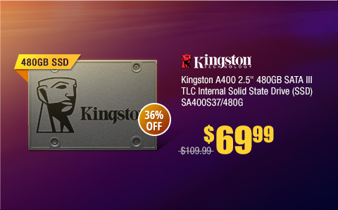 Kingston A400 2.5" 480GB SATA III TLC Internal Solid State Drive (SSD) SA400S37/480G