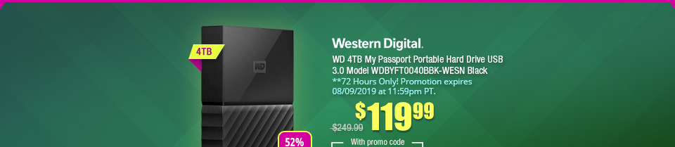 WD 4TB My Passport Portable Hard Drive USB 3.0 Model WDBYFT0040BBK-WESN Black