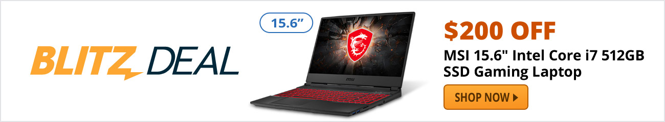 Blitz Deal - $200 off MSI 15.6" Intel Core i7 512GB SSD Gaming Laptop