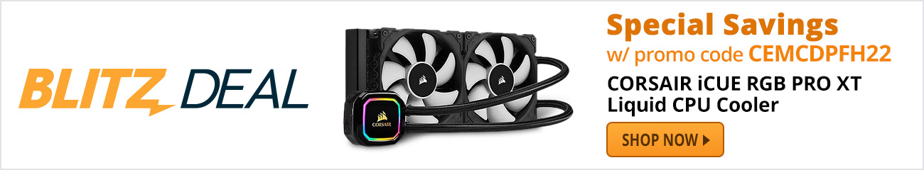 Special savings w/ promo code CEMCDPFH22. CORSAIR iCUE RGB PRO XT Liquid CPU Cooler