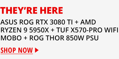 ASUS ROG STRIX GeForce RTX 3080 Ti 12GB GDDR6X PCI Express 4.0 x16 Video Card ROG-STRIX-RTX3080TI-O12G-GAMING and AMD Ryzen 9 5950X Vermeer 16-Core 3.4 GHz Socket AM4 105W 100-100000059WOF Desktop Processor and ASUS TUF Gaming X570-PRO