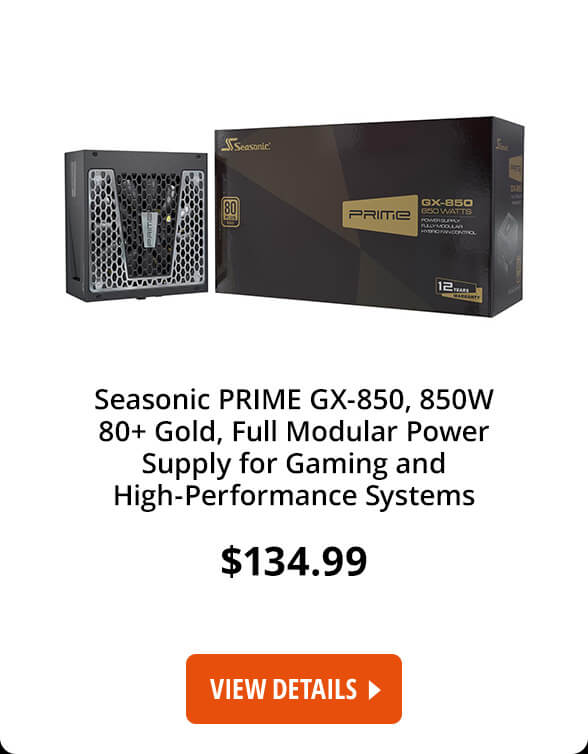 Seasonic PRIME GX-850, 850W 80+ Gold, Full Modular Power Supply for Gaming and High-Performance Systems