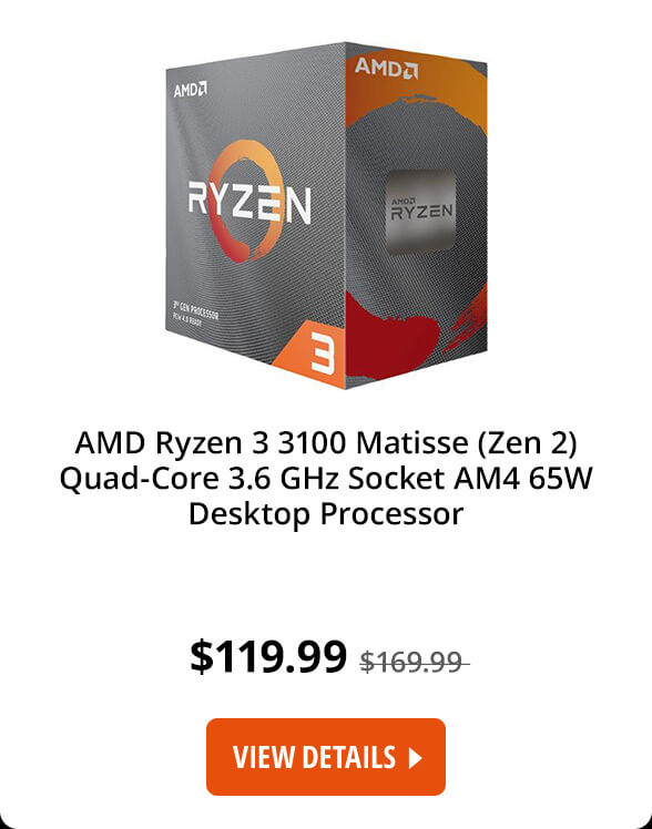 AMD Ryzen 3 3100 Matisse (Zen 2) Quad-Core 3.6 GHz Socket AM4 65W Desktop Processor