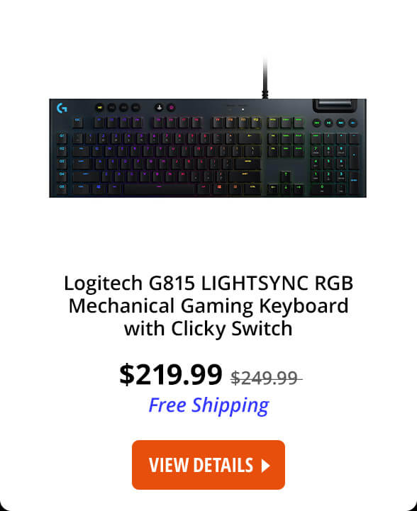 Logitech G815 LIGHTSYNC RGB Mechanical Gaming Keyboard With Clicky Switch