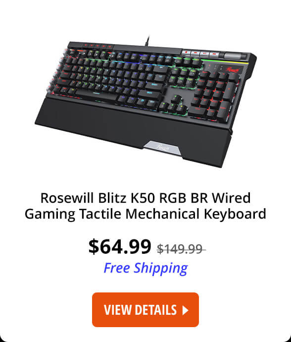Rosewill Blitz K50 RGB BR Wired Gaming tactile Mechanical Keyboard