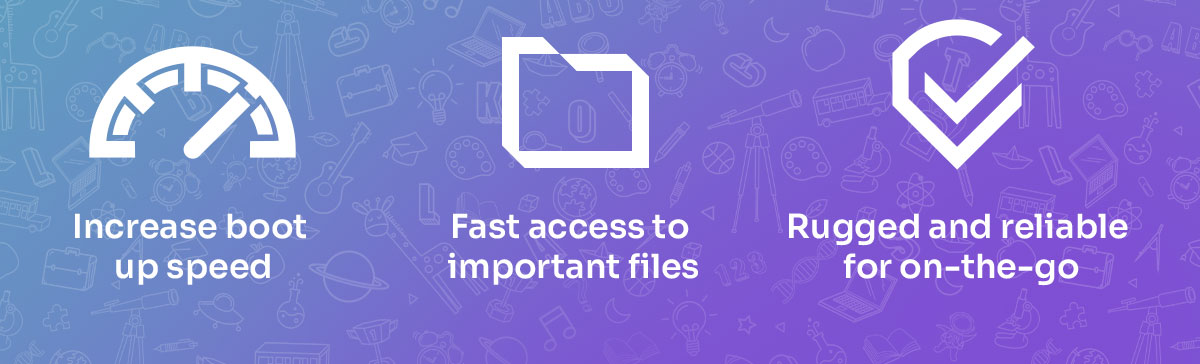Increase boot up speed Fast access to important files Rugged and reliable for on-the-go
