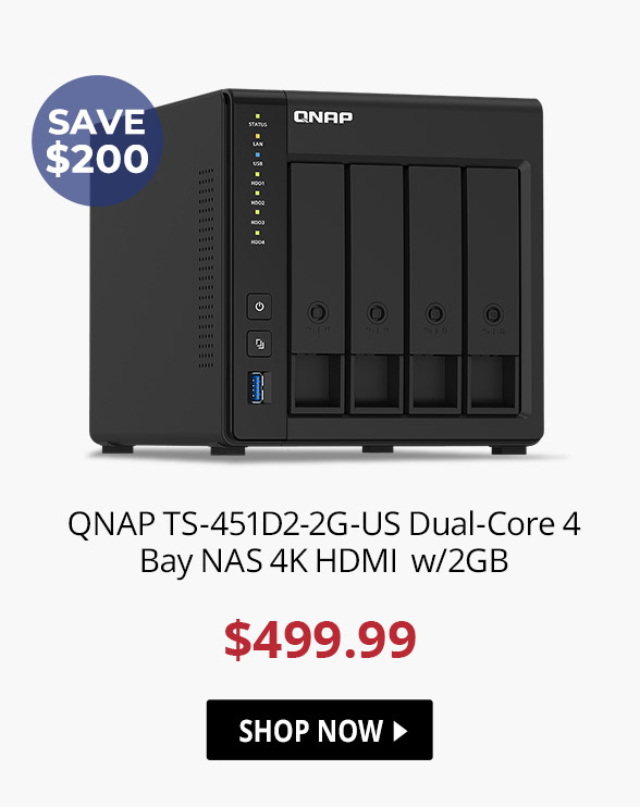 QNAP TS-451D2-2G-US Dual-core NAS with High-efficiency File Management, Data Protection and HDMI Output
