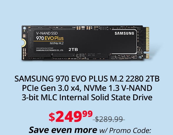 SAMSUNG 970 EVO PLUS M.2 2280 2TB PCIe Gen 3.0 x4, NVMe 1.3 V-NAND 3-bit MLC Internal Solid State Drive
