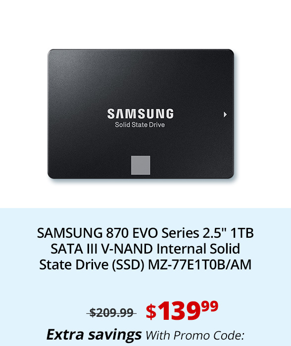 SAMSUNG 870 EVO Series 2.5 1TB SATA III V-NAND Internal Solid State Drive (SSD) MZ-77E1T0B/AM