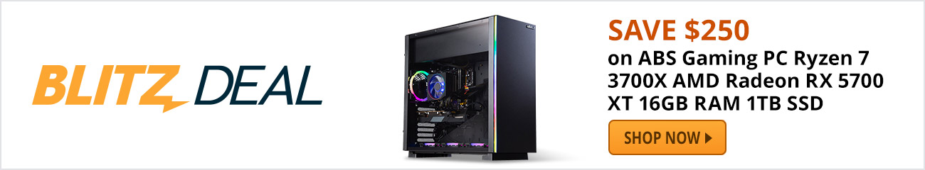 Save $250 on ABS Gaming PC Ryzen 7 3700X AMD Radeon RX 5700 XT 16GB RAM 1TB SSD