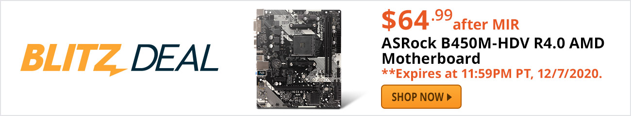 Blitz Deal - ASRock B450M-HDV R4.0 AMD Motherboard