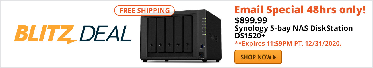 Blitz Deal - $899.99 Synology 5-bay NAS DiskStation DS1520+