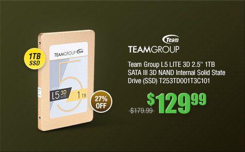 Team Group L5 LITE 3D 2.5" 1TB SATA III 3D NAND Internal Solid State Drive (SSD) T253TD001T3C101