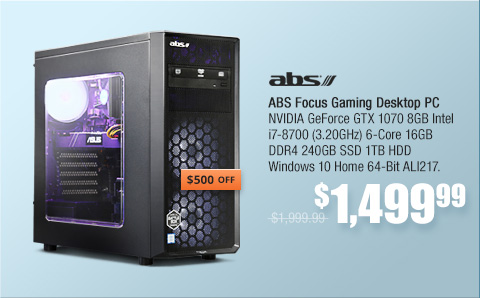 ABS Focus Gaming Desktop PC $1,499.99