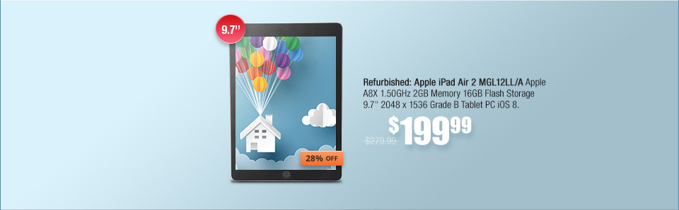 Refurbished Apple Ipad Ait 2 $199.99
