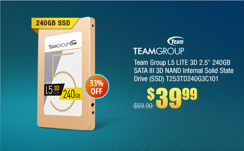 Team Group L5 LITE 3D 2.5" 240GB SATA III 3D NAND Internal Solid State Drive (SSD) T253TD240G3C101