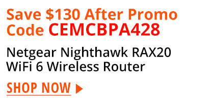 Save $130 After Promo Code CEMCBPA428 Netgear Nighthawk RAX20 WiFi 6 Wireless Router 