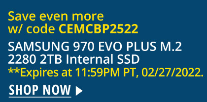 SAMSUNG 970 EVO PLUS M.2 2280 2TB Internal SSD **Expires at 11:59PM PT, 02/27/2022. 