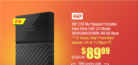 WD 2TB My Passport Portable Hard Drive USB 3.0 Model WDBS4B0020BBK-WESN Black
