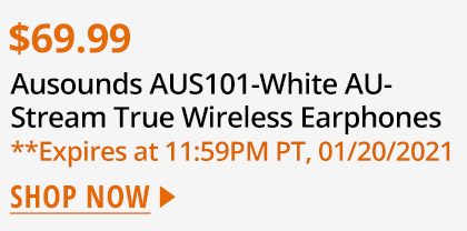 Ausounds AUS101-White AU-Stream True Wireless Earphones