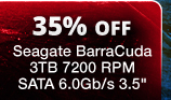 35% OFF - Seagate BarraCuda 3TB 7200 RPM SATA 6.0Gb/s 3.5"