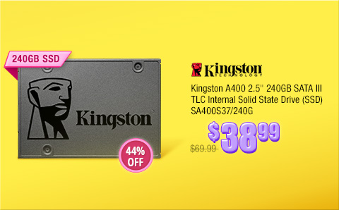 Kingston A400 2.5" 240GB SATA III TLC Internal Solid State Drive (SSD) SA400S37/240G