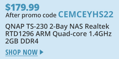 QNAP TS-230 2-Bay NAS Realtek RTD1296 ARM Quad-core 1.4GHz 2GB DDR4