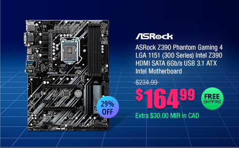 ASRock Z390 Phantom Gaming 4 LGA 1151 (300 Series) Intel Z390 HDMI SATA 6Gb/s USB 3.1 ATX Intel Motherboard