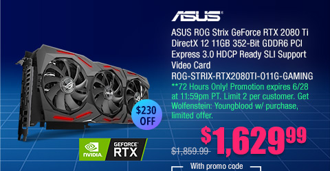 ASUS ROG Strix GeForce RTX 2080 Ti DirectX 12 11GB 352-Bit GDDR6 PCI Express 3.0 HDCP Ready SLI Support Video Card