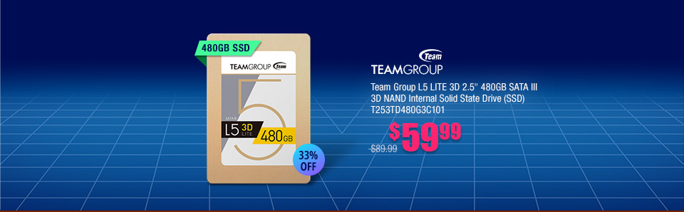 Team Group L5 LITE 3D 2.5" 480GB SATA III 3D NAND Internal Solid State Drive (SSD)