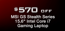 MSI GS Stealth Series 15.6" Intel Core i7 Gaming Laptop