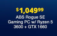 ABS Rogue SE Gaming PC w/ Ryzen 5 3600 + GTX 1660