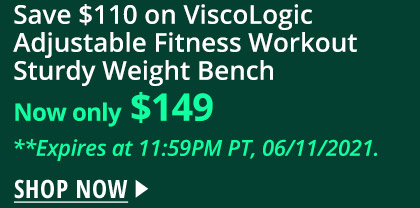 Save $110 on ViscoLogic Adjustable Fitness Workout Sturdy Weight Bench 