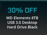 30% OFF WD Elements 8TB USB 3.0 Desktop Hard Drive Black