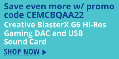 Save even more w/ promo code CEMCBQAA22 Creative BlasterX G6 Hi-Res Gaming DAC and USB Sound Card 