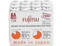 Fujitsu AA 2000 mAh 2100 Cycles Ni-MH Pre-Charged Rechargeable Batteries 12-Pack (Made in Japan)