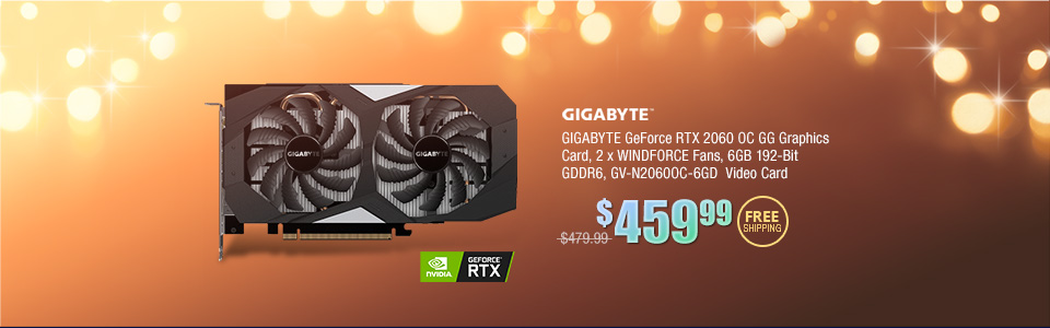 GIGABYTE GeForce RTX 2060 OC GG Graphics Card, 2 x WINDFORCE Fans, 6GB 192-Bit GDDR6, GV-N2060OC-6GD Video Card