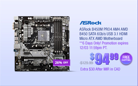ASRock B450M PRO4 AM4 AMD B450 SATA 6Gb/s USB 3.1 HDMI Micro ATX AMD Motherboard