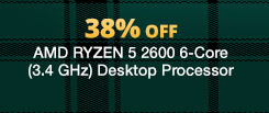 38% OFF AMD RYZEN 5 2600 6-Core (3.4 GHz) Desktop Processor