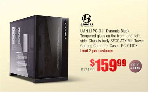 LIAN LI PC-O11 Dynamic Black Tempered glass on the front, and left side. Chassis body SECC ATX Mid Tower Gaming Computer Case - PC-O11DX